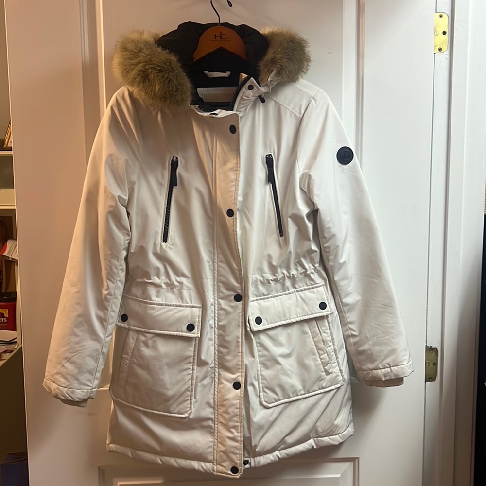 Michael Kors White Jacket Fur hood